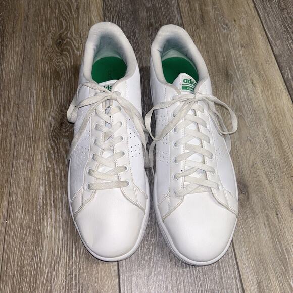 Adidas Mens US Size 13 Cloudfoam Advantage AW3914 White Leather Sneaker Shoes - Picture 4 of 11